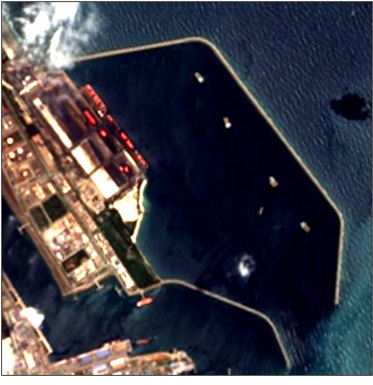 Iran-flagged cargo ship&nbsp;in Kuantan, Malaysia and Malacca Strait on April 27 (Credit: EOS LANDSAT)