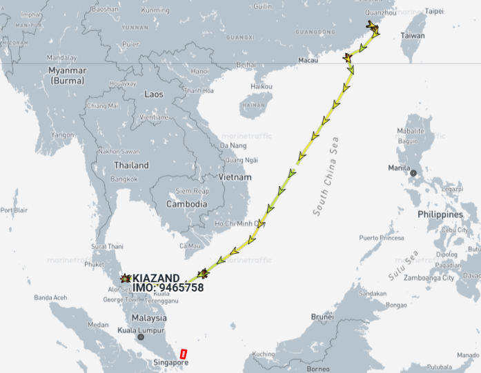 Iran flagged container ship at Songkhla, Thailand, on May 4 (Credit: Marine Traffic)