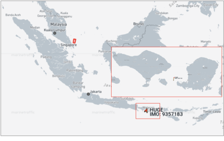 Iran flagged container tankers transiting the Lombok Strait on May 3 and 4 (Credit: Marine Traffic)