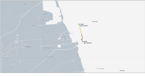 Iran flagged container ships near Dafeng, China, on May 7 (Credit: Marine Traffic)
