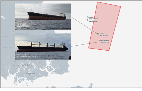 Iran flagged bulk cargo ship at Malaysian EOPL on May 11 (Credit: Marine Traffic)
