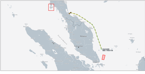 Iran flagged cargo ship in Gulf of Thailand on May 15 (Credit: Marine Traffic)