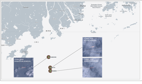 Iran flagged container ships at Zhuhai, China, on May 14 (Credit: Marine Traffic and ESA Copernicus)