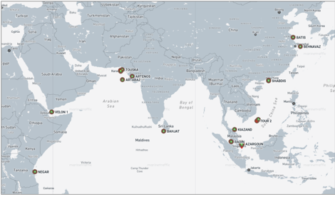 Iran flagged cargo vessels across the Indo-Pacific on May 14 (Credit: Marine Traffic)