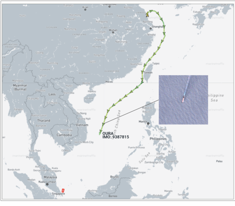 Iran flagged bulk cargo ship sailing in South China Sea on May 13 