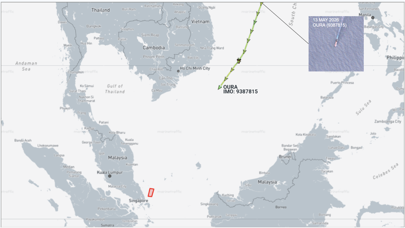 Iran flagged bulk cargo ship sailing in South China Sea on May 14