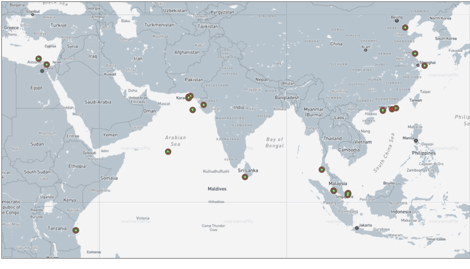 Iran flagged cargo vessels across the Indo-Pacific on May 18 (Credit: Marine Traffic)