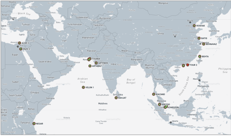 Iran flagged cargo vessels across the Indo-Pacific on May 19 (Credit: Marine Traffic)