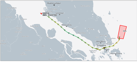 DERYA transited Southeast Asian sea lanes on May 18 (Credit: ESA Copernicus)