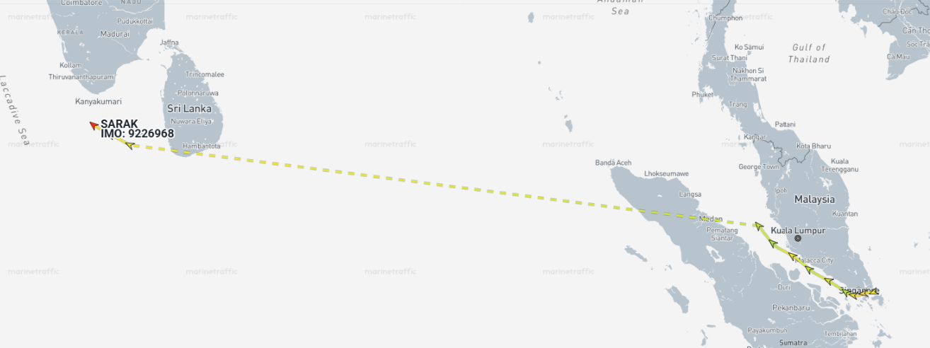 Iran flagged tanker near Sri Lanka on May 20 (Credit: Marine Traffic)