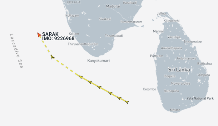 Iran flagged tanker near Sri Lanka on May 21 (Credit: Marine Traffic)