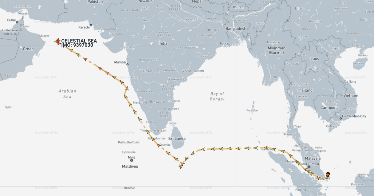 Interdicted tanker on May 20 (Credit: Marine Traffic)