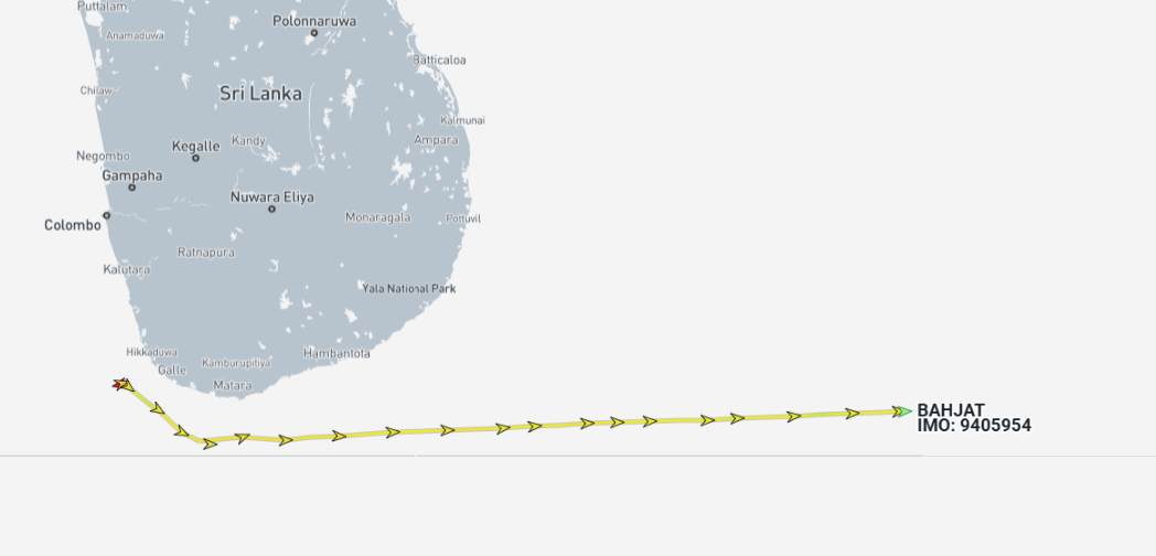 Iran flagged ships near Sri Lanka on May 21 (Credit: Marine Traffic and ESA Copernicus)