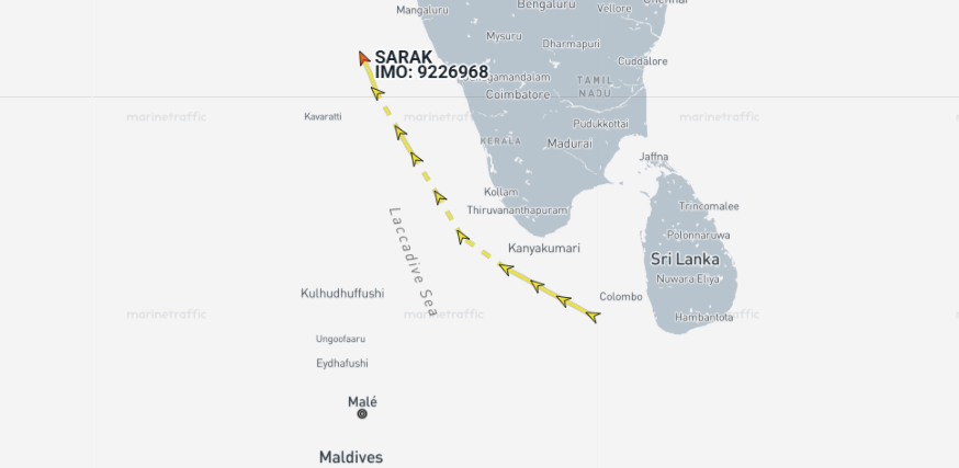 Iran-flagged tanker near Sri Lanka on May 22 (Credit: Marine Traffic)