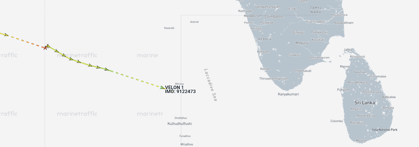 Iran-flagged container ship in the Gulf of Aden on May 22 (Credit: Marine Traffic)