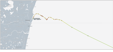 Iran-flagged ships in Bay of Bengal on May 27 (Credit: Marine Traffic)