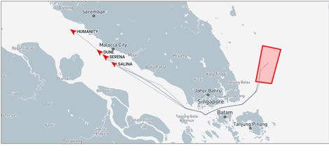 Four Iran flagged tankers transiting the Malacca Strait on May 30 (Credit: Marine Traffic)
