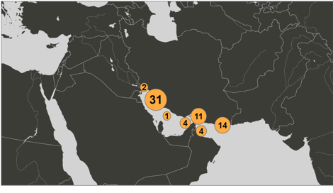 Map of Iranian oil laden tankers inside the U.S. blockade on May 28