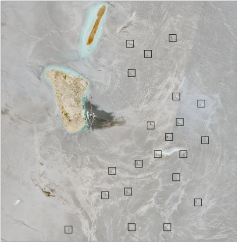 Iran linked tankers anchored near Kharg Island on May 28 (Credit: ESA Copernicus)