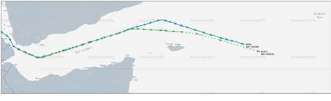 Iran-flagged container ships in the Arabian Sea on June 1 (Credit: Marine Traffic)