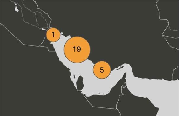 map of tankers in persian gulf