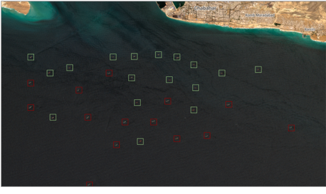 Iran linked tankers anchored near Chabahar on May 31 (Credit: ESA Copernicus)