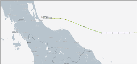 Iran-flagged cargo ship near Thailand on June 3 (Credit: Marine Traffic)