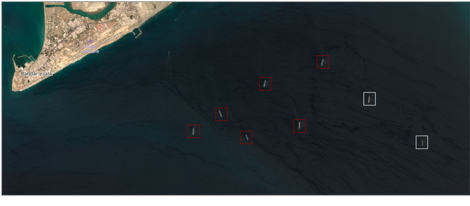 Iran linked tankers anchored near Jask, Iran on June 3 (ESA: Copernicus)