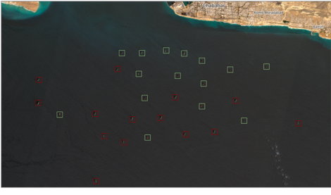 Iran linked vessels anchored near Chabahar on June 2 (Credit: ESA Copernicus)