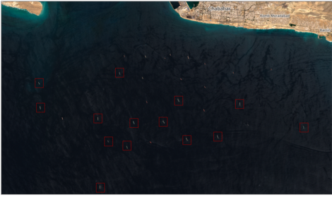 Iran linked vessels anchored near Chabahar on June 5 (Credit: ESA Copernicus)