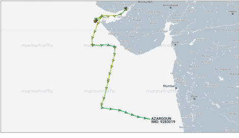 Iran-flagged container ships in Indian waters on June 10 (Credit: Marine Traffic)