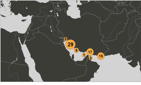 Map of Iranian oil laden tankers inside the U.S. blockade on June 10