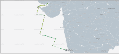 Iran-flagged container ships in Indian waters on June 11 (Credit: Marine Traffic)