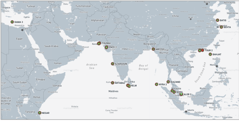 Iran-flagged vessels across the Indo-Pacific on June 11 (Credit: Marine Traffic)