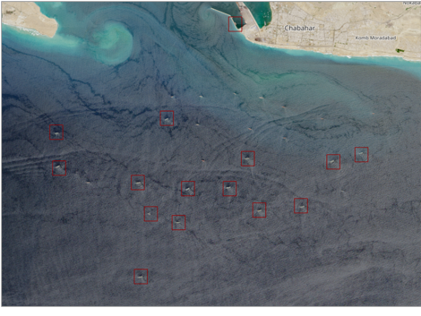 Laden tankers near Chabahar Port, Iran on June 10 (Credit: ESA Copernicus)