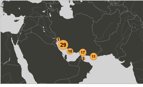 Map of Iranian oil laden tankers inside the U.S. blockade on June 15