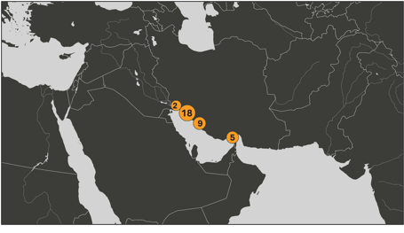 Map of Iranian oil laden tankers in the Persian Gulf on April 14