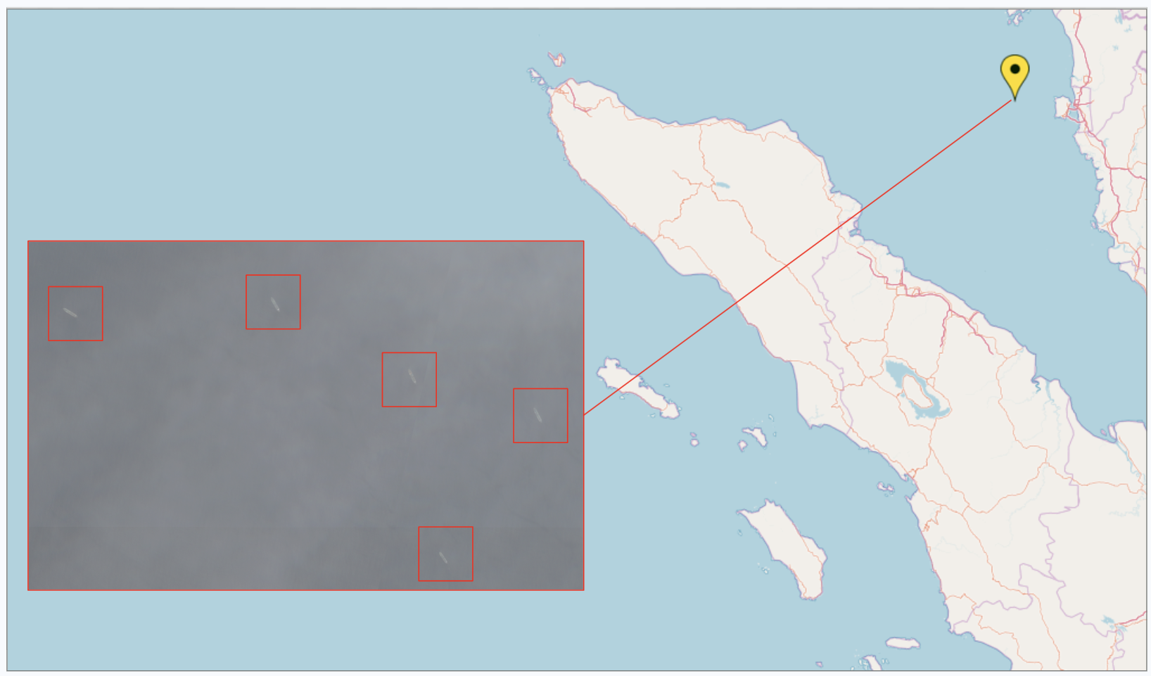 Iran-flagged tankers near Penang on June 12 (Credit: ESA Copernicus)
