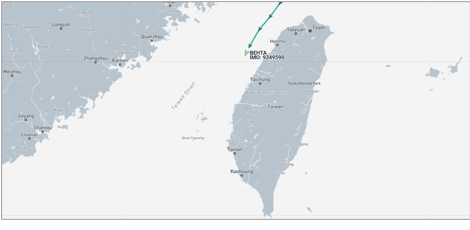 Iran-flagged ship near Shanghai and Zhoushan on June 16 (Credit: Marine Traffic)
