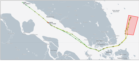 Iran-flagged ships in the Malacca Strait on June 16 (Credit: Marine Traffic)
