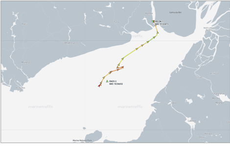 Iran-flagged container ships in the Gulf of Kutch on June 18 (Credit: Marine Traffic)