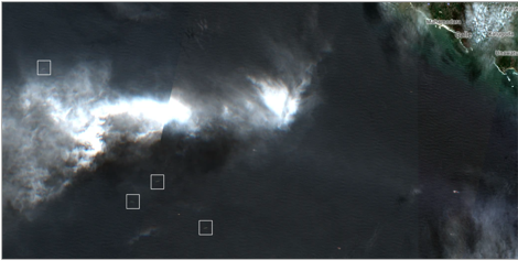 Iran-linked tankers near Galle, Sri Lanka on June 13 (Credit: ESA Copernicus)