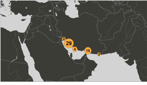 Map of Iranian oil laden tankers on June 23