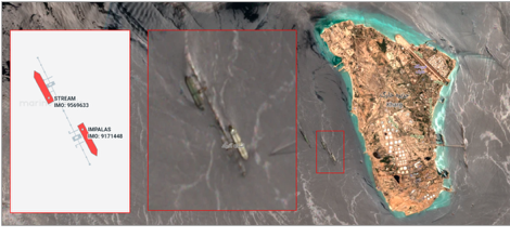 Two tankers loading Iranian crude at Kharg Island on June 20 (Credit: ESA Copernicus & Marine Traffic)