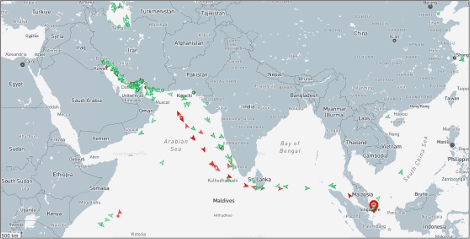 Iran-flagged vessels across the Indo-Pacific on June 23 (Credit: Marine Traffic)