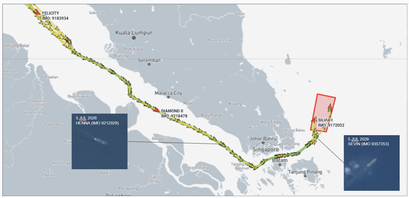 ran flagged tankers transiting towards the Malaysian EOPL on July 3-6