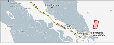 Iran flagged tankers transiting Southeast Asian sea lanes on July 7 (Credit: Marine Traffic)