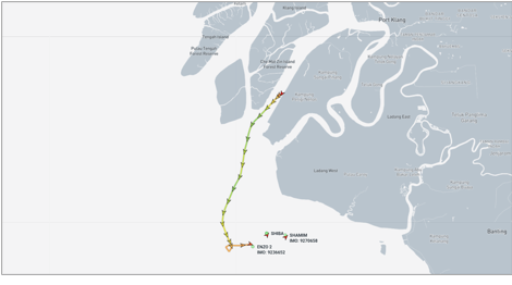 ran-flagged cargo ships at Port Klang, on July 7 (Credit: Marine Traffic)