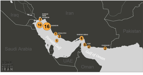 Positions of tankers laden with Iranian oil on July 7 (Credit: UANI)
