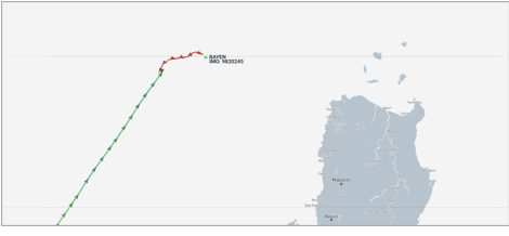 Iran-flagged container ship drifting in South China Sea, on July 8 (Credit: Marine Traffic)